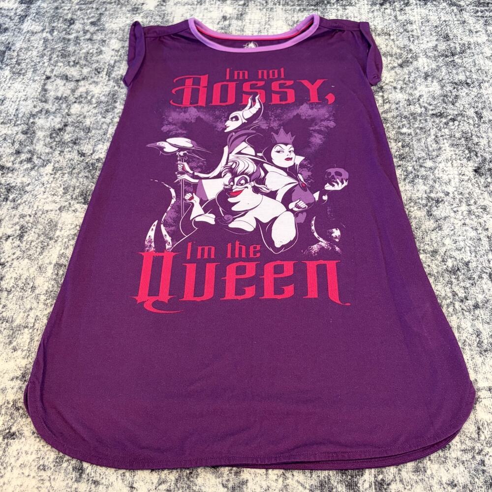 Disney Store Villains Nightshirt Girls Purple‎ Not Bossy I'm The Queen Size 9/10